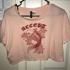 Pink crop top  with koi fish from H&M